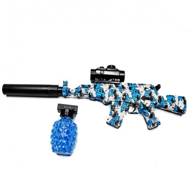 RIFLE AKM ELÉTRICO ARMINHA BOLINHAS DE GEL COMPLETO ORBS ORBEEZ AZUL + BRINDE LEAO 1391 B